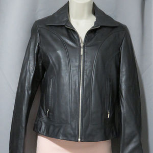 JULIET MICHELLE Black Fitted Leather Jacket Size S